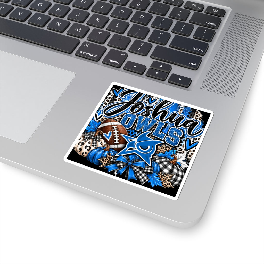 Personalized Joshua Owls Blue Football Kiss-Cut Sticker