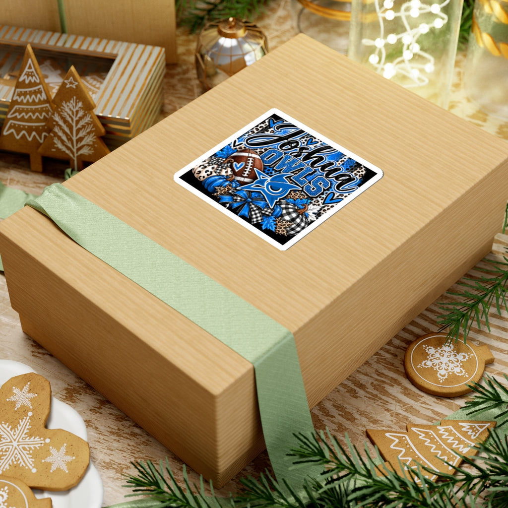 Personalized Joshua Owls Blue Football Kiss-Cut Sticker