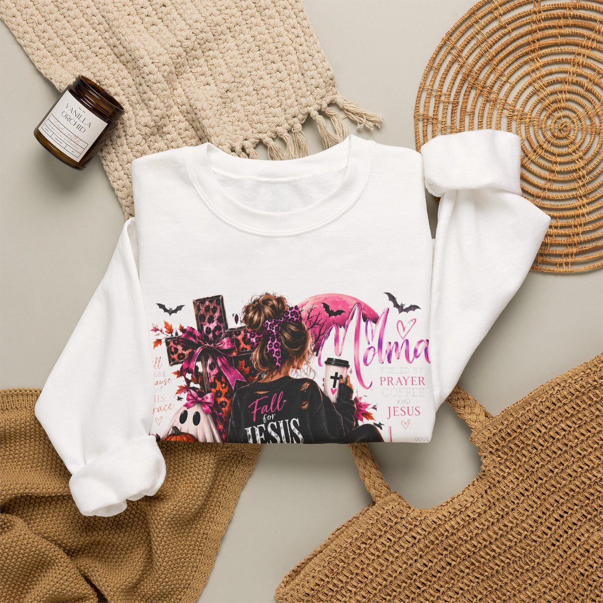 Christian Halloween Sweatshirt – Faith Over Fear Pumpkin Graphic Crewneck