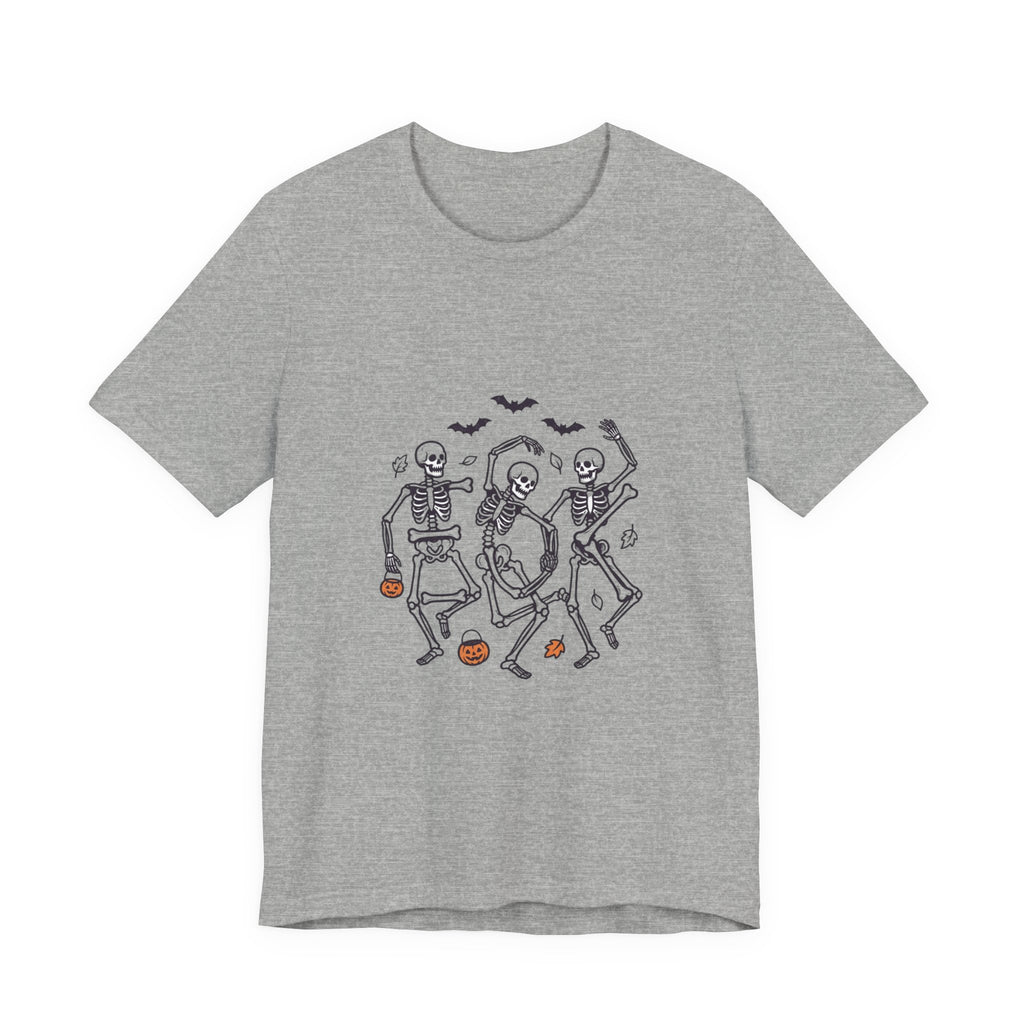 Dancing Skeletons Halloween Tee | Spooky Pumpkin Bats Shirt