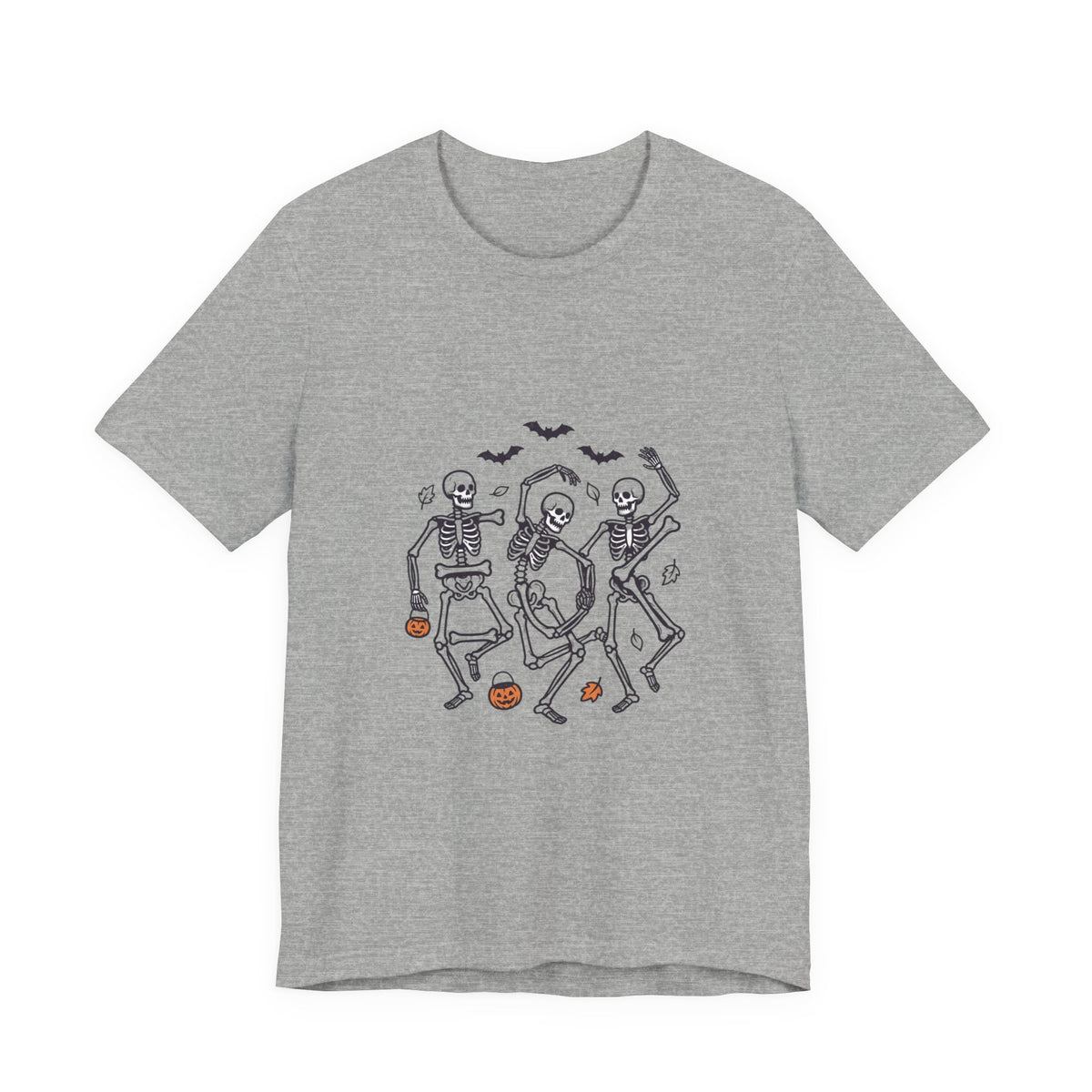 Dancing Skeletons Halloween Tee | Spooky Pumpkin Bats Shirt