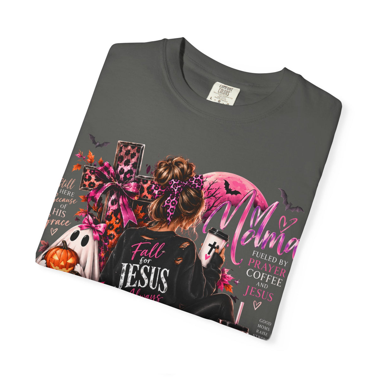 Christian Halloween Graphic T-Shirt — "Faith Over Fear" Pumpkin & Jesus Design