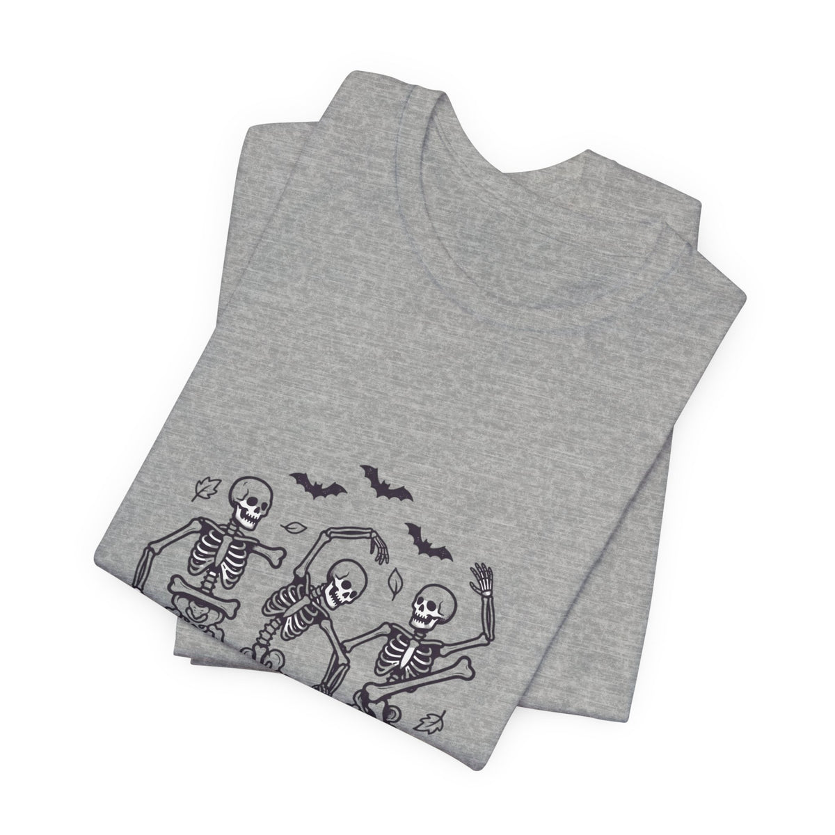 Dancing Skeletons Halloween Tee | Spooky Pumpkin Bats Shirt