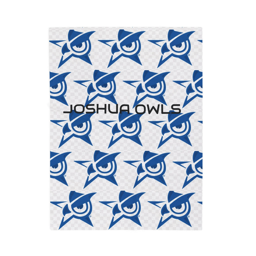 Plush Velveteen Blanket — Blue Star Owl Pattern Cozy Throw