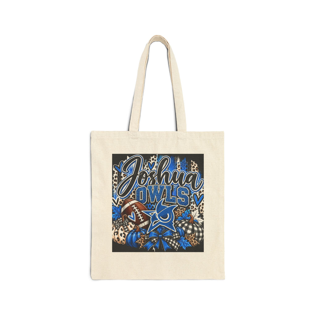 Joshua Owls Football Canvas Tote Bag — School Spirit Reusable Grocery Bag