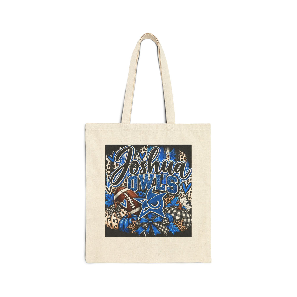 Joshua Owls Football Canvas Tote Bag — School Spirit Reusable Grocery Bag
