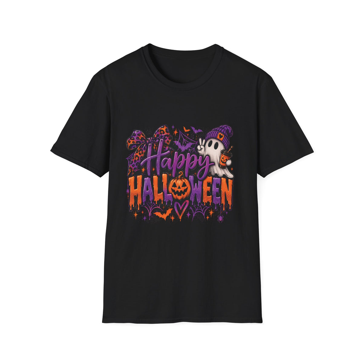 Halloween Ghost T-Shirt — "Happy Halloween" Cute Spooky Graphic Tee