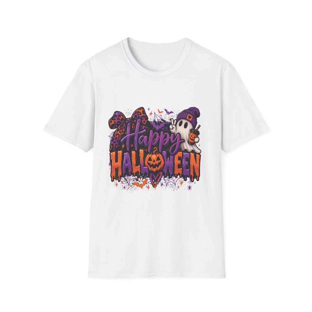 Halloween Ghost T-Shirt — "Happy Halloween" Cute Spooky Graphic Tee