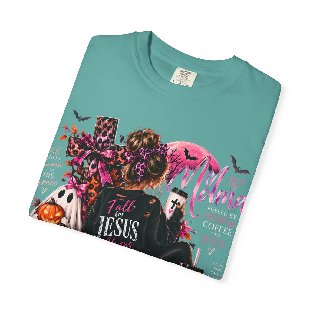 Christian Halloween Graphic T-Shirt — "Faith Over Fear" Pumpkin & Jesus Design