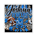 Personalized Joshua Owls Blue Football Kiss-Cut Sticker