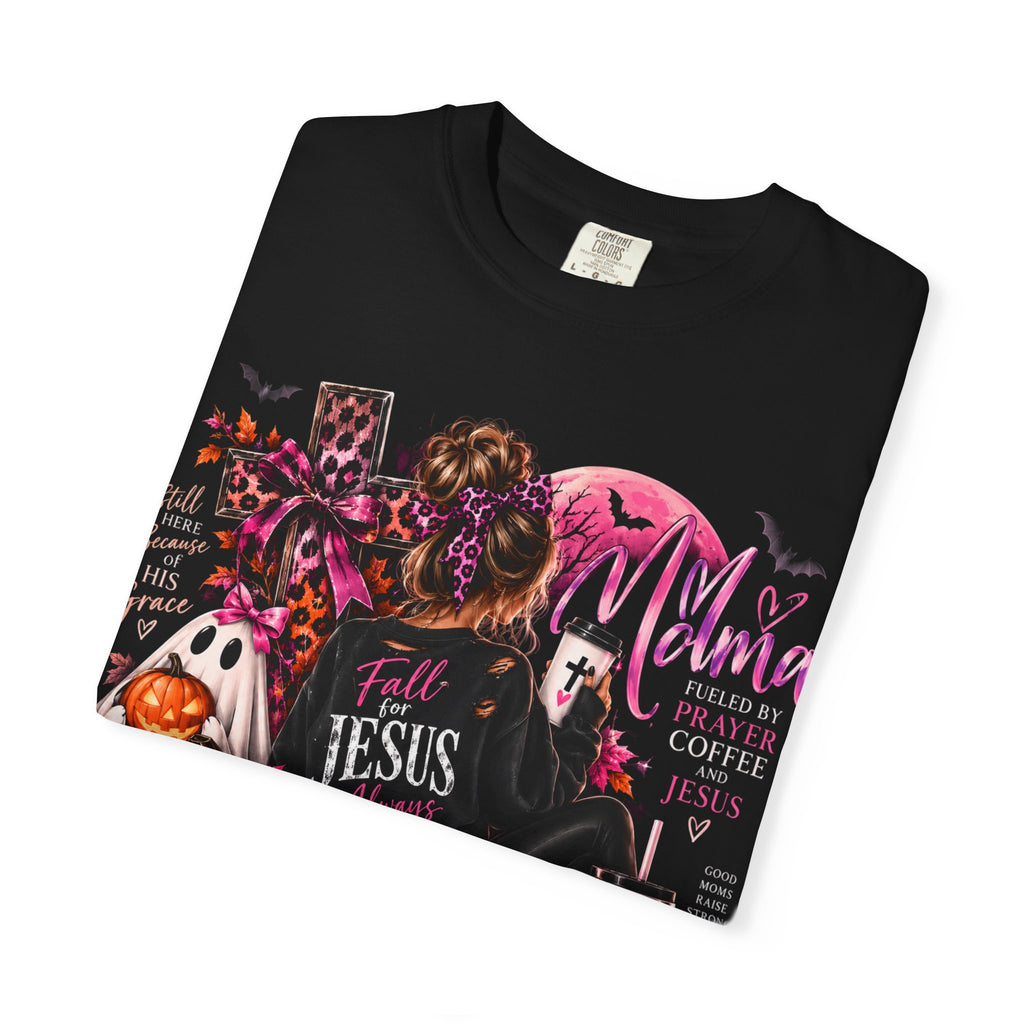 Christian Halloween Graphic T-Shirt — "Faith Over Fear" Pumpkin & Jesus Design