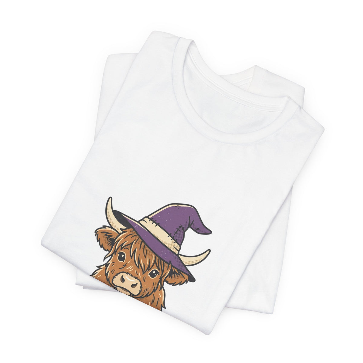 Highland Cow Witch Halloween Tee | Pumpkin Witch Hat T-Shirt