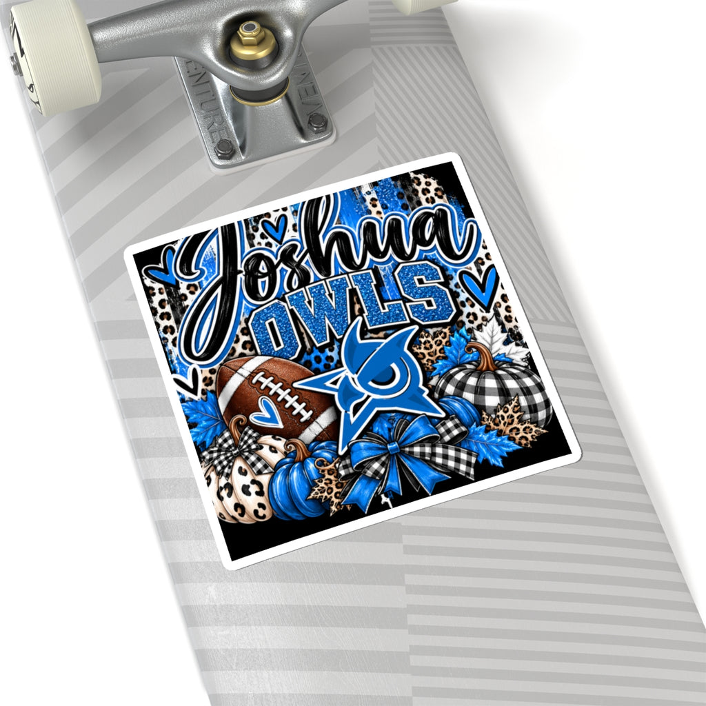 Personalized Joshua Owls Blue Football Kiss-Cut Sticker