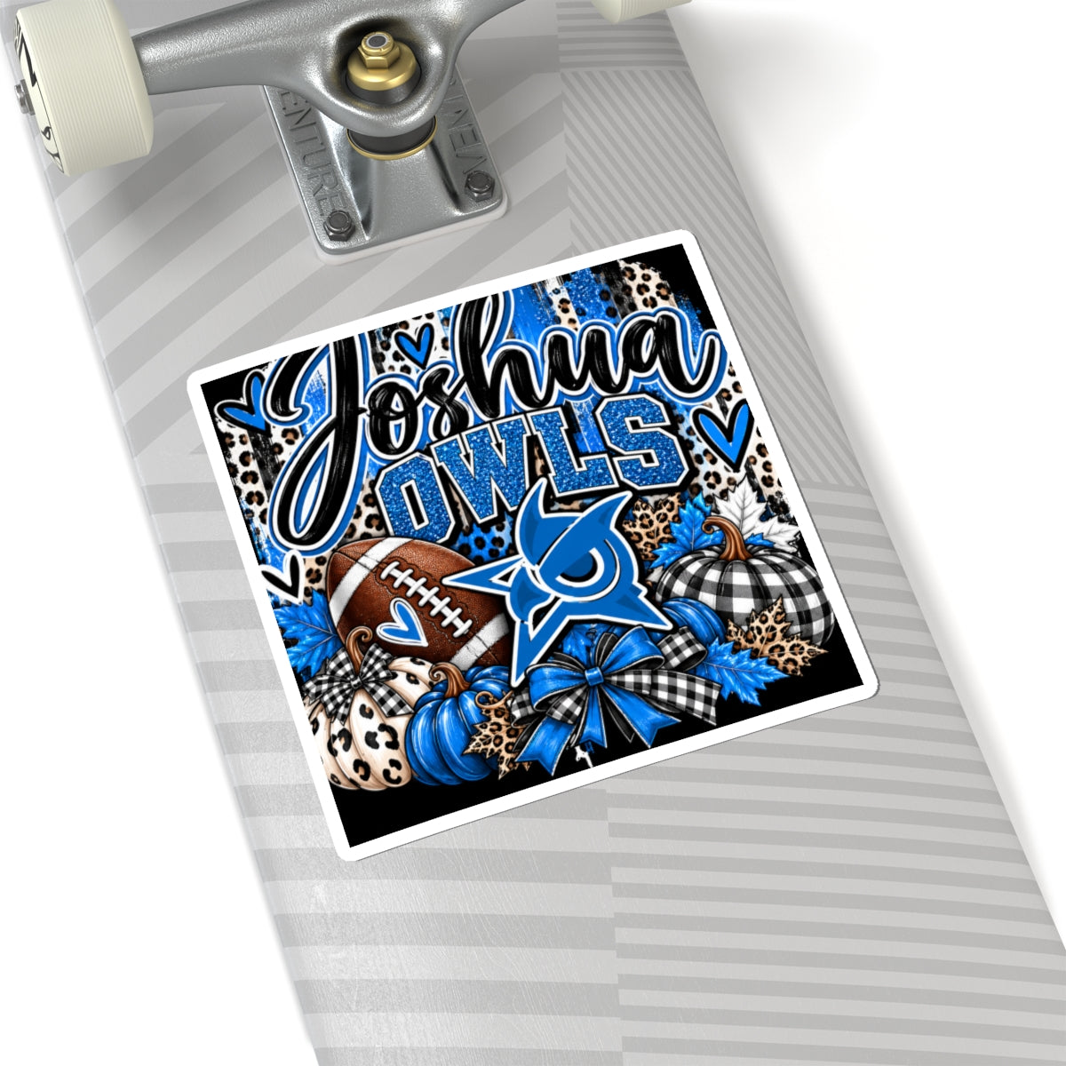 Personalized Joshua Owls Blue Football Kiss-Cut Sticker