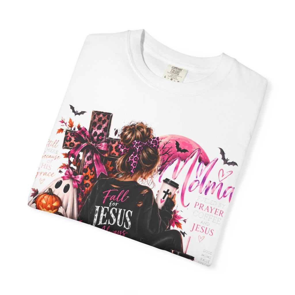 Christian Halloween Graphic T-Shirt — "Faith Over Fear" Pumpkin & Jesus Design