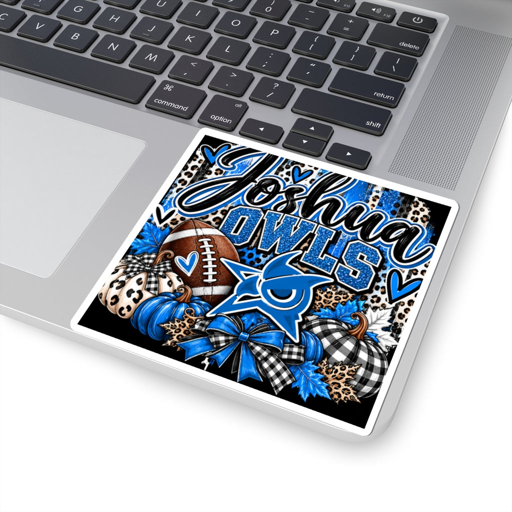 Personalized Joshua Owls Blue Football Kiss-Cut Sticker