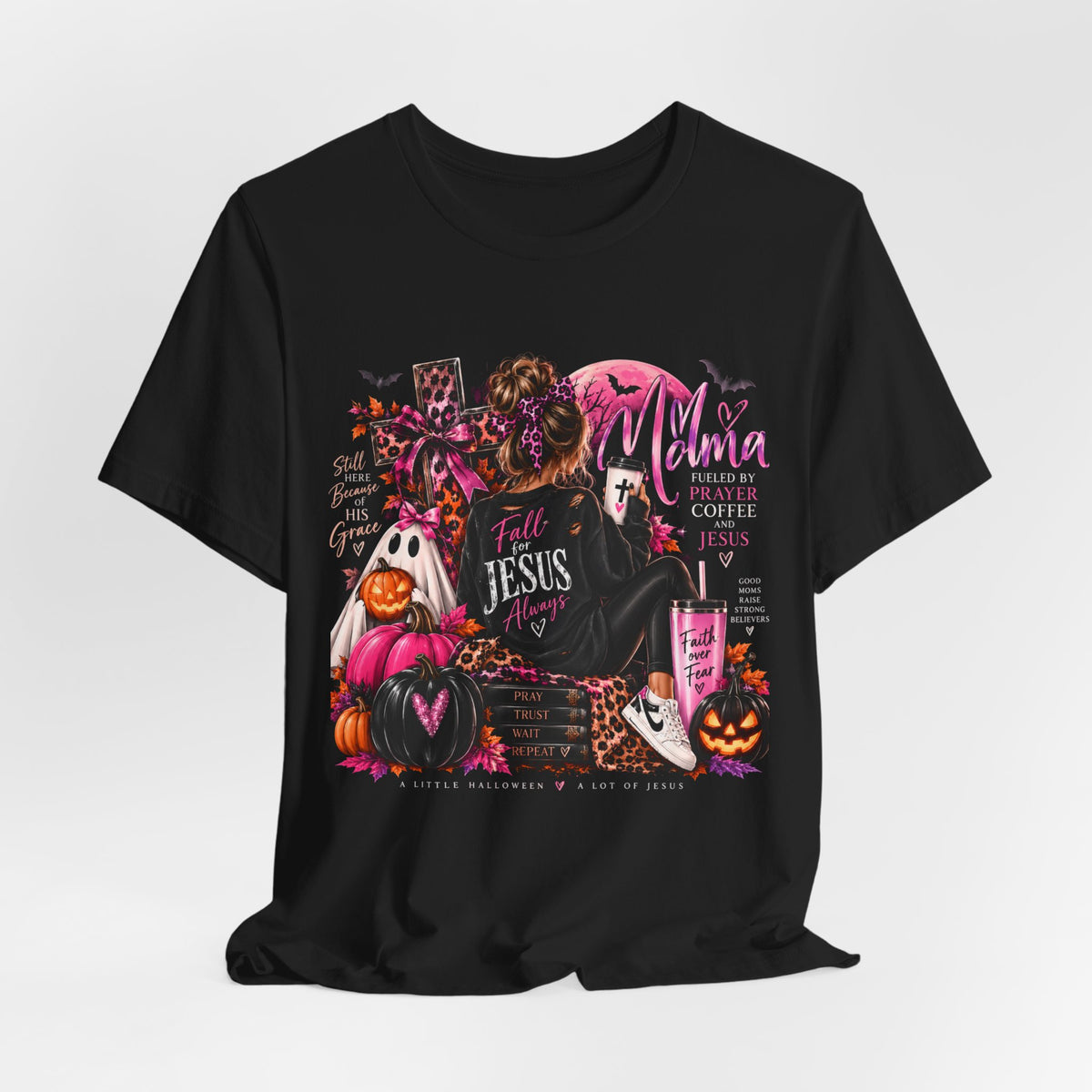 Faithful Halloween Tee — "Jesus Is My Boo" Pumpkin & Gothic Girl Graphic T-Shirt