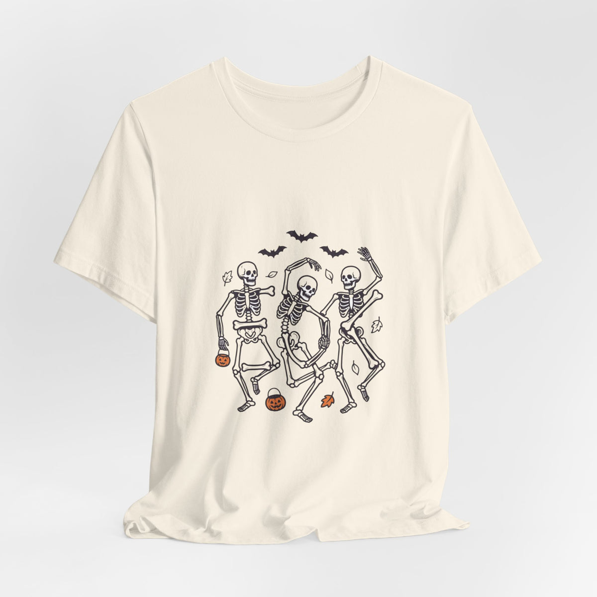 Dancing Skeletons Halloween Tee | Spooky Pumpkin Bats Shirt