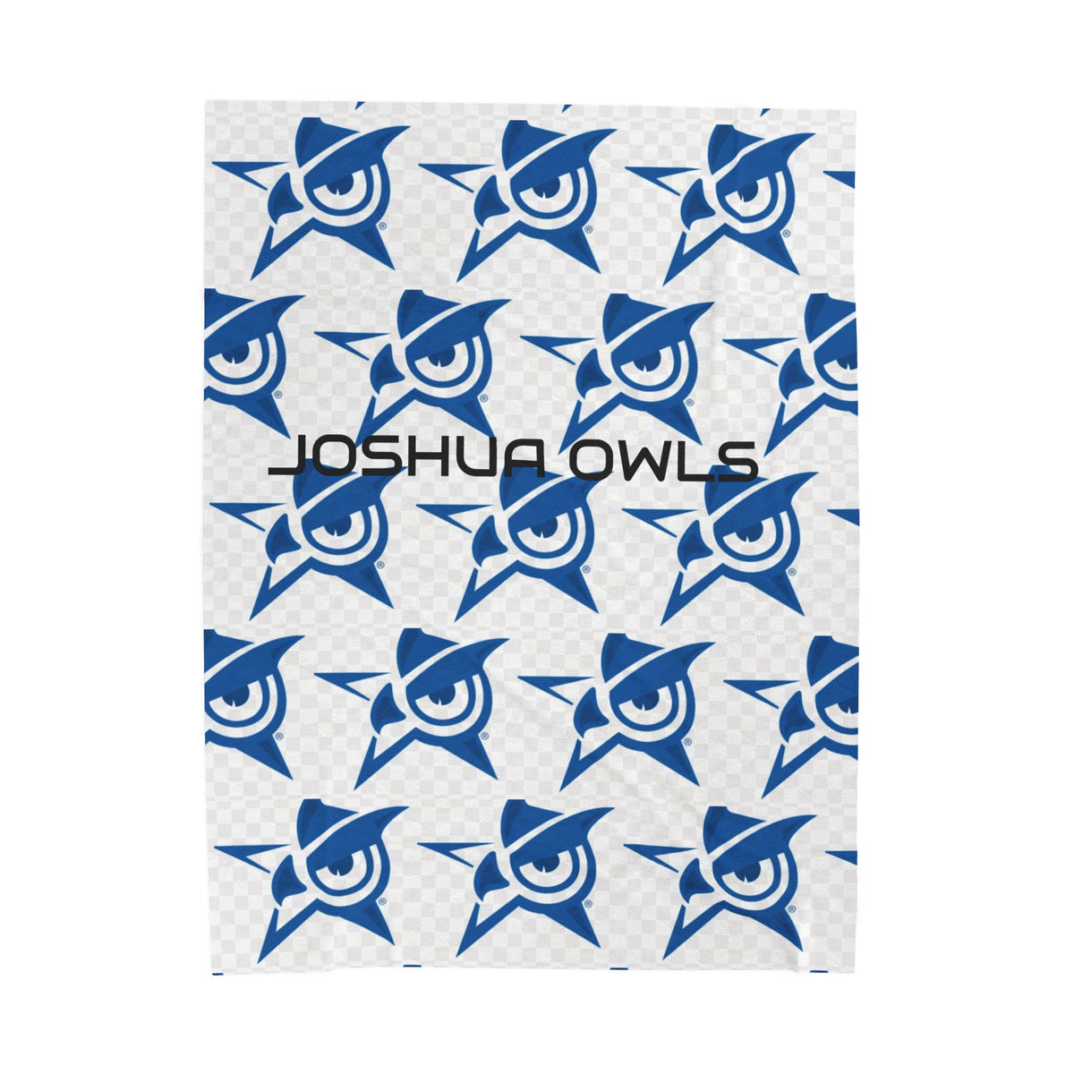 Plush Velveteen Blanket — Blue Star Owl Pattern Cozy Throw
