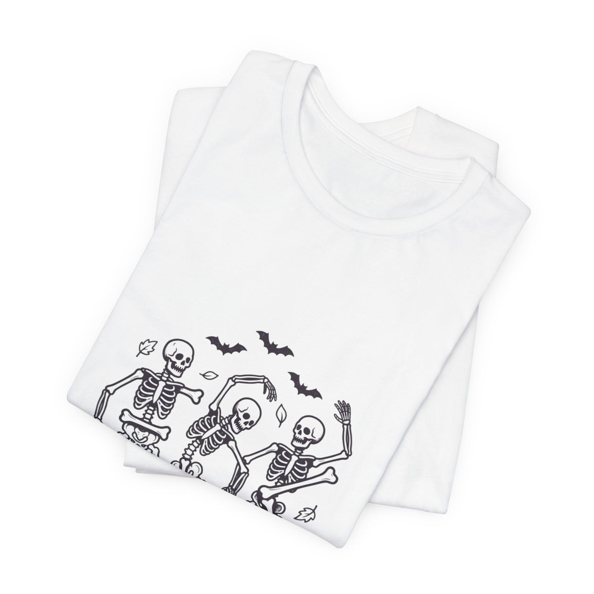 Dancing Skeletons Halloween Tee | Spooky Pumpkin Bats Shirt