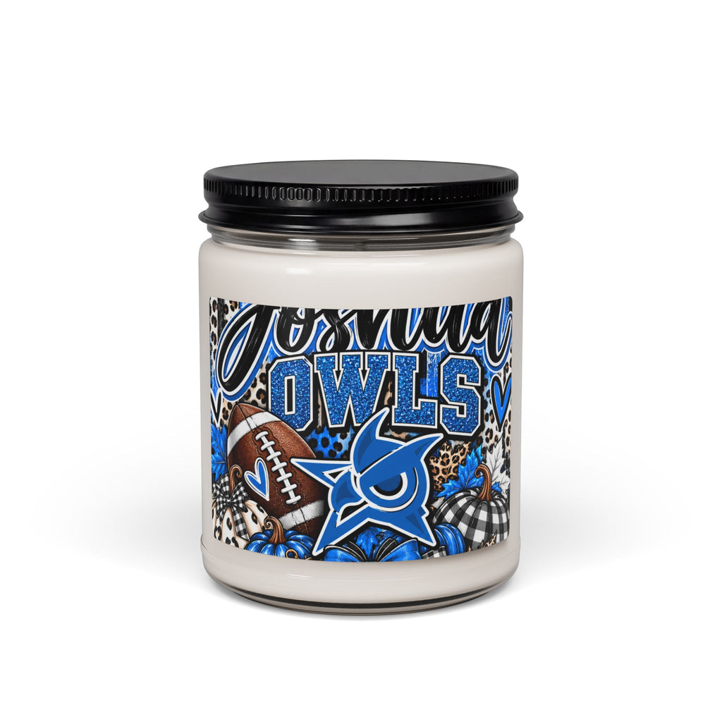 Custom Team Logo Soy Candle — 'Owls' Football Design, 9oz Scented Jar