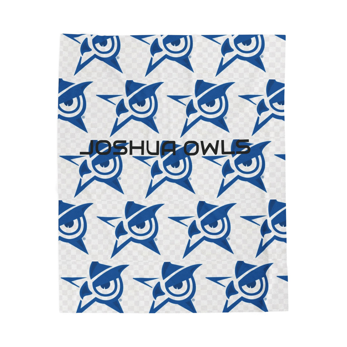 Plush Velveteen Blanket — Blue Star Owl Pattern Cozy Throw