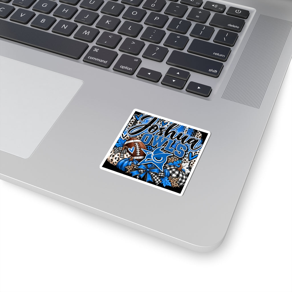 Personalized Joshua Owls Blue Football Kiss-Cut Sticker