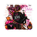 Christian Halloween Kiss-Cut Sticker — "Fall for Jesus Always" Pink & Leopard Faith Design