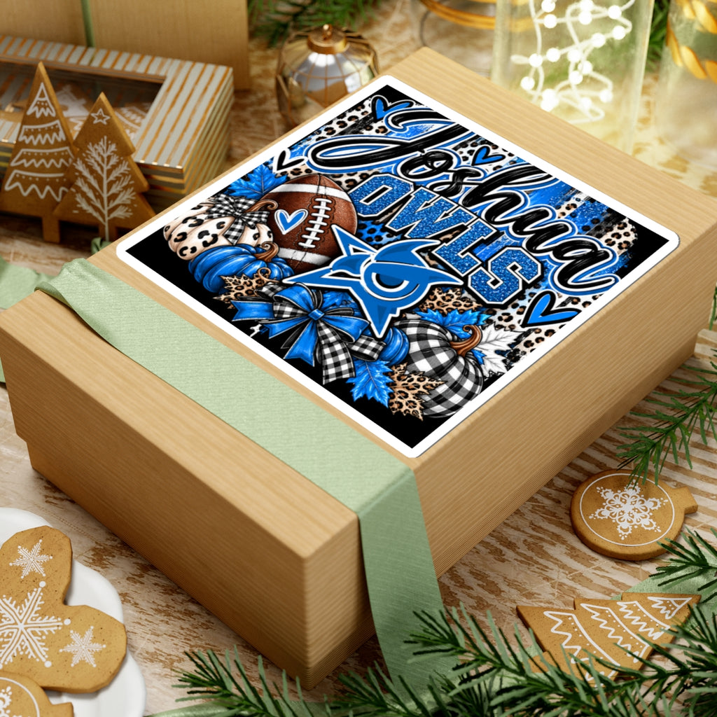 Personalized Joshua Owls Blue Football Kiss-Cut Sticker