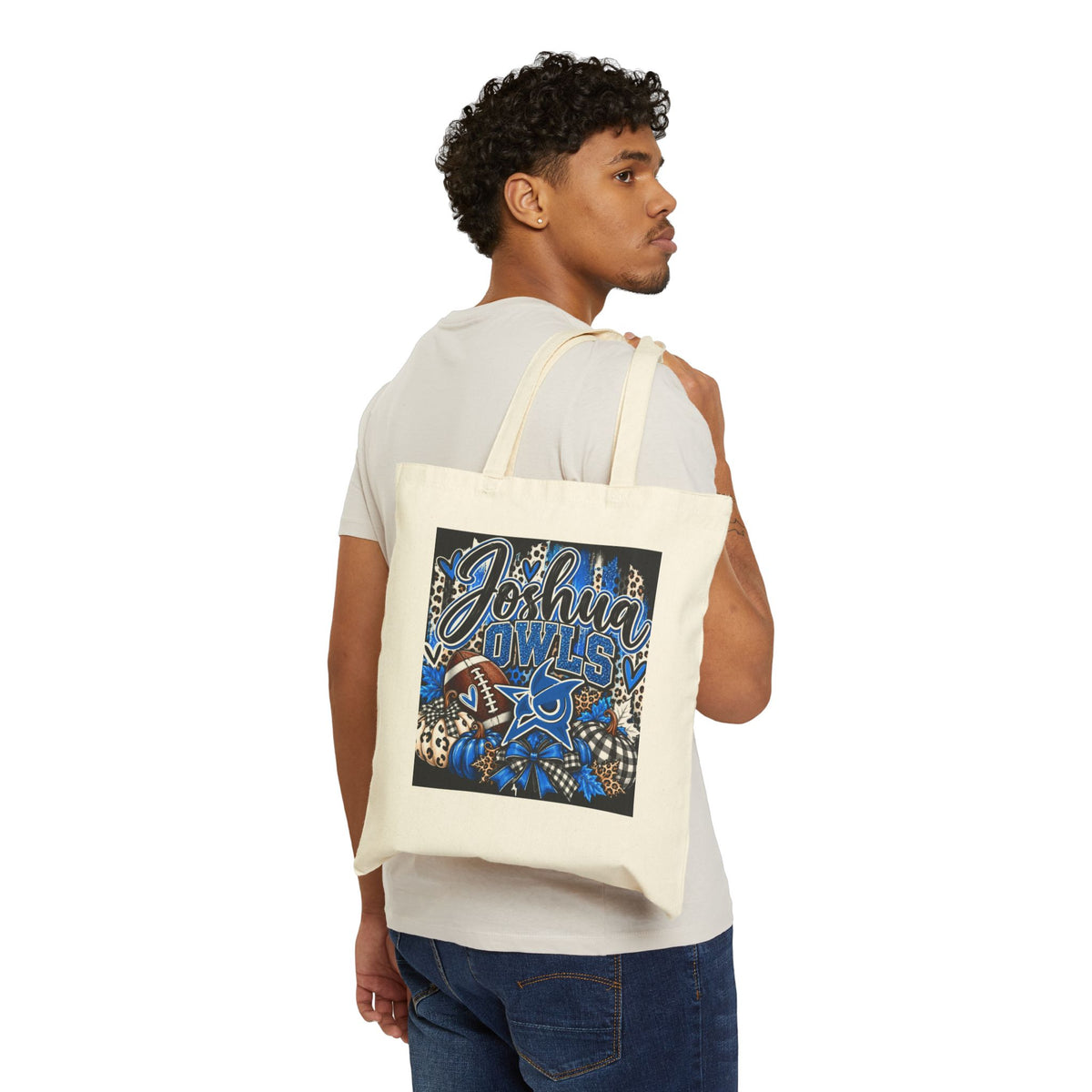 Joshua Owls Football Canvas Tote Bag — School Spirit Reusable Grocery Bag