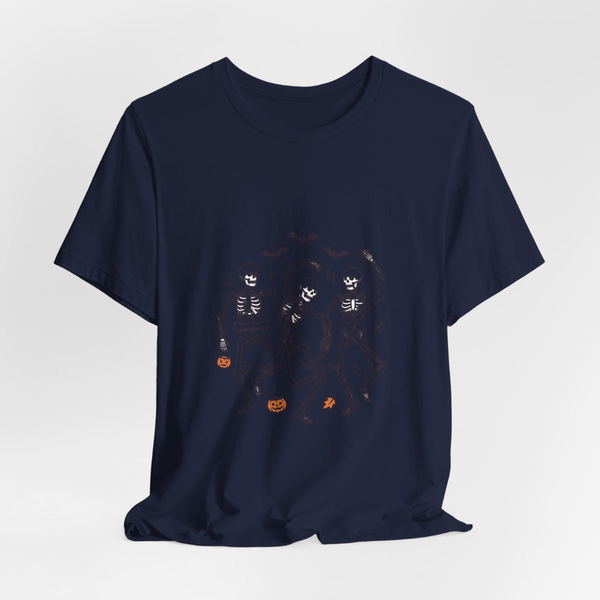 Dancing Skeletons Halloween Tee | Spooky Pumpkin Bats Shirt