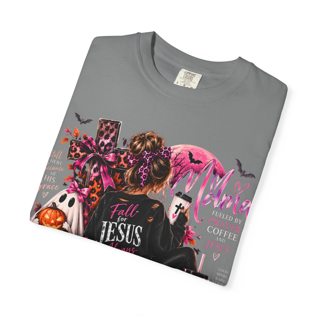 Christian Halloween Graphic T-Shirt — "Faith Over Fear" Pumpkin & Jesus Design