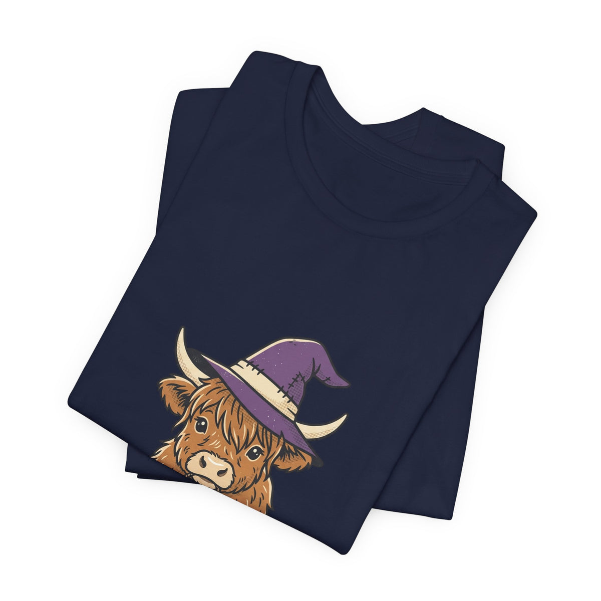 Highland Cow Witch Halloween Tee | Pumpkin Witch Hat T-Shirt